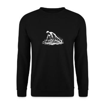 Durch den Schlamm beim Hindernislauf - Unisex Pullover - Schwarz - Vorne - Alina (178cm) & Michal (187cm)