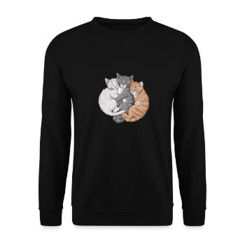 Niedliche Katzen schmusen zusammen für - Unisex Pullover - Schwarz - Vorne - Alina (178cm) & Michal (187cm)