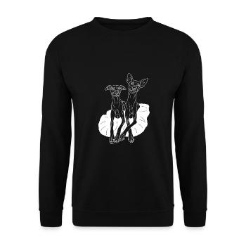Italienes Windspiel - Unisex Pullover - Schwarz - Vorne - Alina (178cm) & Michal (187cm)