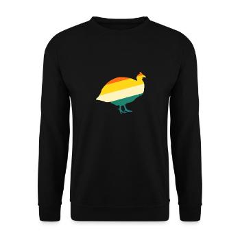 Hühner Hahn Perlhuhn - Unisex Pullover - Schwarz - Vorne - Alina (178cm) & Michal (187cm)