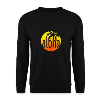 Aloha! with palm tree and sunset - Hawaii - Unisex Sweatshirt - black - Front - Alina (178cm) & Michal (187cm)