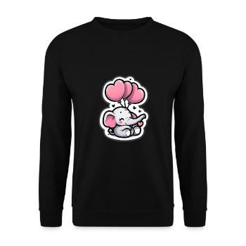 Cute baby elephant with heart balloon elephant mom - Unisex Sweatshirt - black - Front - Alina (178cm) & Michal (187cm)