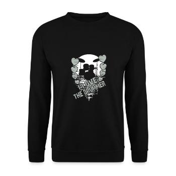 Ich liebe den Schlagzeuger - ich liebe Schlagzeug - Unisex Pullover - Schwarz - Vorne - Alina (178cm) & Michal (187cm)