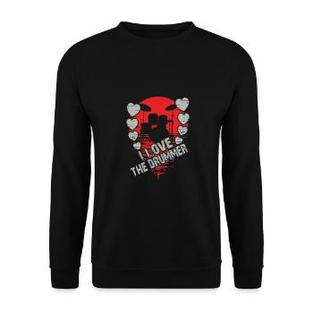 Ich liebe den Schlagzeuger - ich liebe Schlagzeug - Unisex Pullover - Schwarz - Vorne - Alina (178cm) & Michal (187cm)