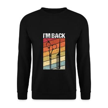 I'm Back - Friseur Frisuerin Barber Hairstylist Ge - Unisex Pullover - Schwarz - Vorne - Alina (178cm) & Michal (187cm)