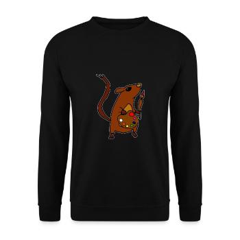 Künstlermaus Rennmaus Maler - Unisex Pullover - Schwarz - Vorne - Alina (178cm) & Michal (187cm)