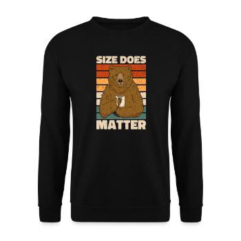 Size Does Matter. Bear Design Bear Gift Fun - Unisex Sweatshirt - black - Front - Alina (178cm) & Michal (187cm)