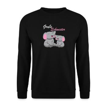 Elefanten - Große Schwester - Unisex Pullover - Schwarz - Vorne - Alina (178cm) & Michal (187cm)