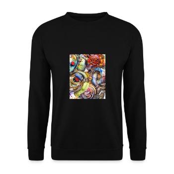 Bunte Motorräder - Unisex Pullover - Schwarz - Vorne - Alina (178cm) & Michal (187cm)