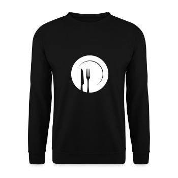 Plate with a knife and fork - Unisex Sweatshirt - black - Front - Alina (178cm) & Michal (187cm)