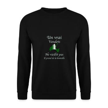 Un vrai vaudois - Sweat-shirt Unisexe - noir - Devant - Alina (178cm) & Michal (187cm)