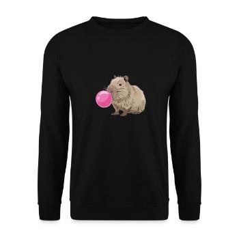 Niedliches Capybara mit Kaugummi für einen - Unisex Pullover - Schwarz - Vorne - Alina (178cm) & Michal (187cm)