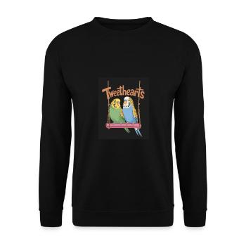 Tweethearts Perruches Illustration Loving - Sweat-shirt Unisexe - noir - Devant - Alina (178cm) & Michal (187cm)