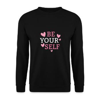 be yourself - Unisex Pullover - Schwarz - Vorne - Alina (178cm) & Michal (187cm)