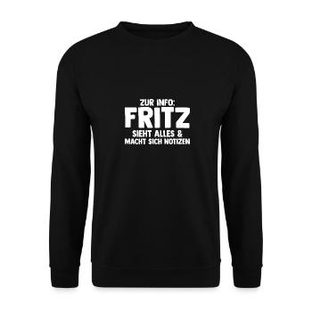 Fritz - Unisex Pullover - Schwarz - Vorne - Alina (178cm) & Michal (187cm)