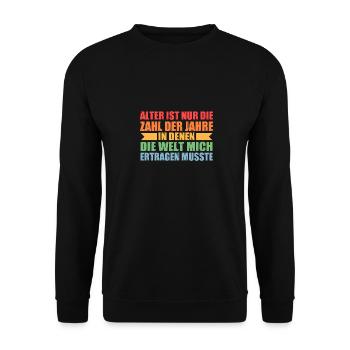 Ich Bin Nicht Alt Geburtstag - Unisex Pullover - Schwarz - Vorne - Alina (178cm) & Michal (187cm)