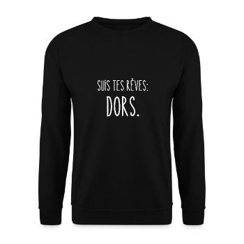 suis tes rêves dors - Sweat-shirt Unisexe - noir - Devant - Alina (178cm) & Michal (187cm)