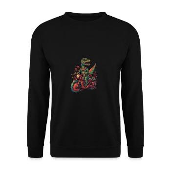 Cool dinosaur on motorcycle - Unisex Sweatshirt - black - Front - Alina (178cm) & Michal (187cm)