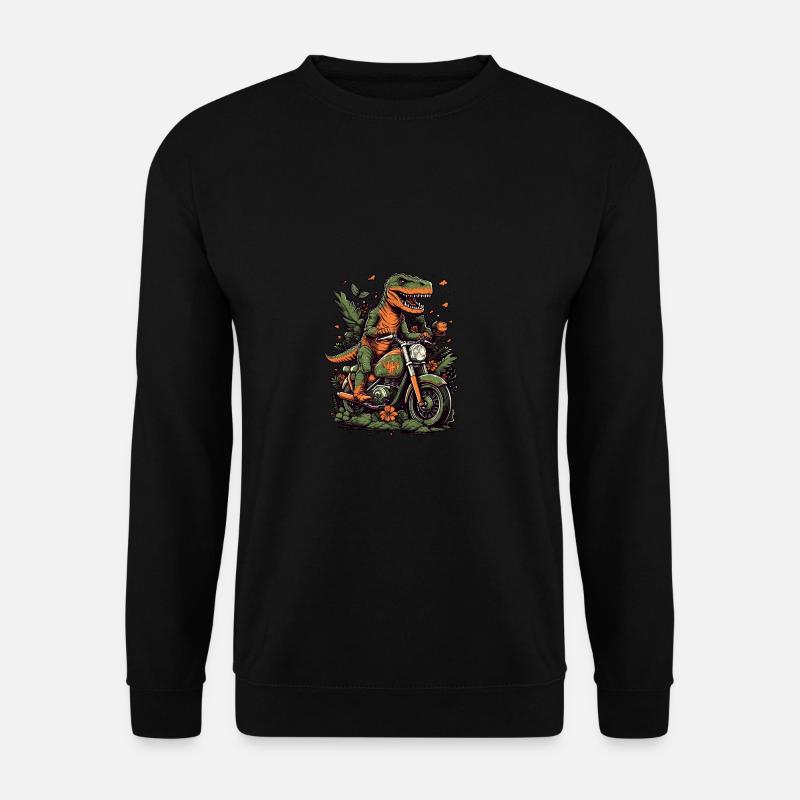 Cooler T-Rex Dinosaurier auf Motorrad - Unisex Pullover - Schwarz