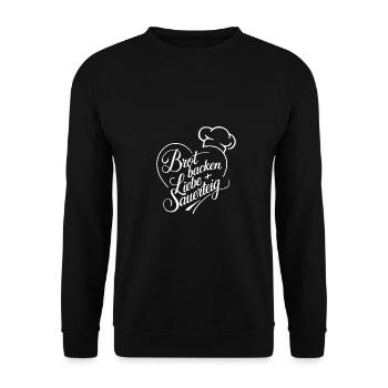 Brot Backen mit Sauerteig und Liebe - Unisex Pullover - Schwarz - Vorne - Alina (178cm) & Michal (187cm)