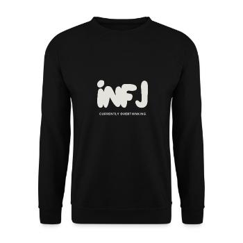 INFJ denkt derzeit über die MBTI-Persönlichkeit nach - Unisex Pullover - Schwarz - Vorne - Alina (178cm) & Michal (187cm)