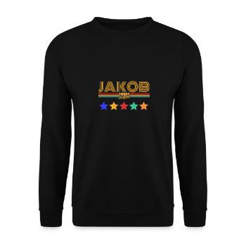 Jakob - Unisex Pullover - Schwarz - Vorne - Alina (178cm) & Michal (187cm)