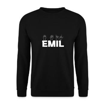 Gebärdensprache Emil - Unisex Pullover - Schwarz - Vorne - Alina (178cm) & Michal (187cm)