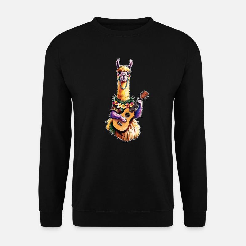 Lama spielt Ukulele - bunt - Unisex Pullover - Schwarz