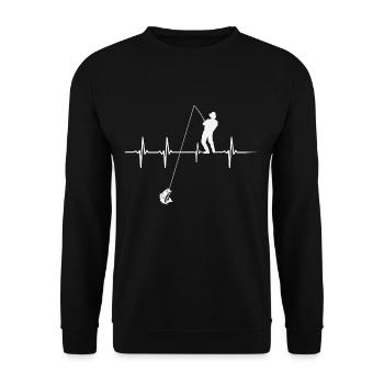 Heartbeat Angler - Unisex Sweatshirt - black - Front - Alina (178cm) & Michal (187cm)