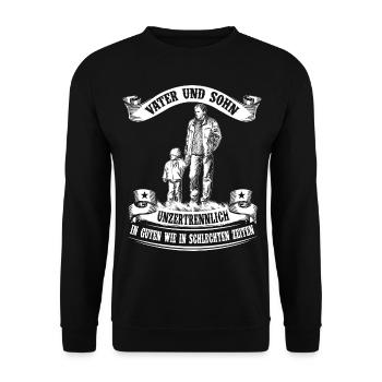 Vater und Sohn - Unzertrennlich - Unisex Pullover - Schwarz - Vorne - Alina (178cm) & Michal (187cm)