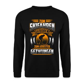 Zum Skifahren geboren - Unisex Pullover - Schwarz - Vorne - Alina (178cm) & Michal (187cm)