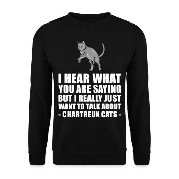 Chartreux Cat Cute Gift - Unisex Sweatshirt - black - Front - Alina (178cm) & Michal (187cm)