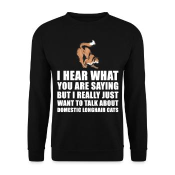 Domestic Longhair Cat Cute Gift - Unisex Sweatshirt - black - Front - Alina (178cm) & Michal (187cm)