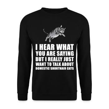 Domestic Shorthair Cat Cute Gift - Unisex Sweatshirt - black - Front - Alina (178cm) & Michal (187cm)