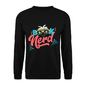 Book Nerd - Bücher süchtig - Unisex Pullover - Schwarz - Vorne - Alina (178cm) & Michal (187cm)