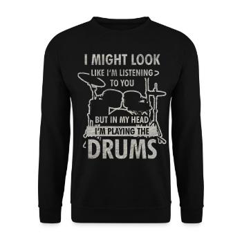 Schlagzeug Schlagzeuger Musiker Musik Geschenk - Unisex Pullover - Schwarz - Vorne - Alina (178cm) & Michal (187cm)