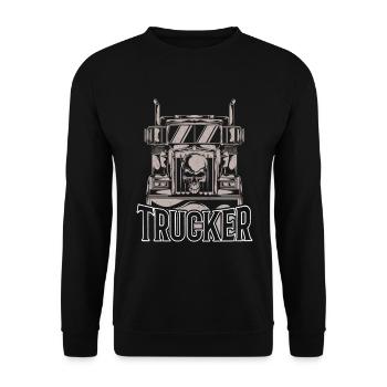 Trucker - Geschenk LKW Fahrer Fernfahrer Truck - Unisex Pullover - Schwarz - Vorne - Alina (178cm) & Michal (187cm)