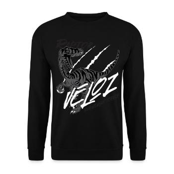Veloz Raptor Dinosaurier - Unisex Pullover - Schwarz - Vorne - Alina (178cm) & Michal (187cm)