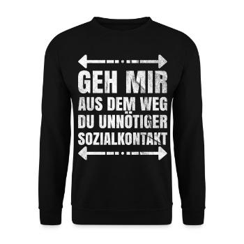 Sozialkontakt Abstandsregel - Unisex Pullover - Schwarz - Vorne - Alina (178cm) & Michal (187cm)