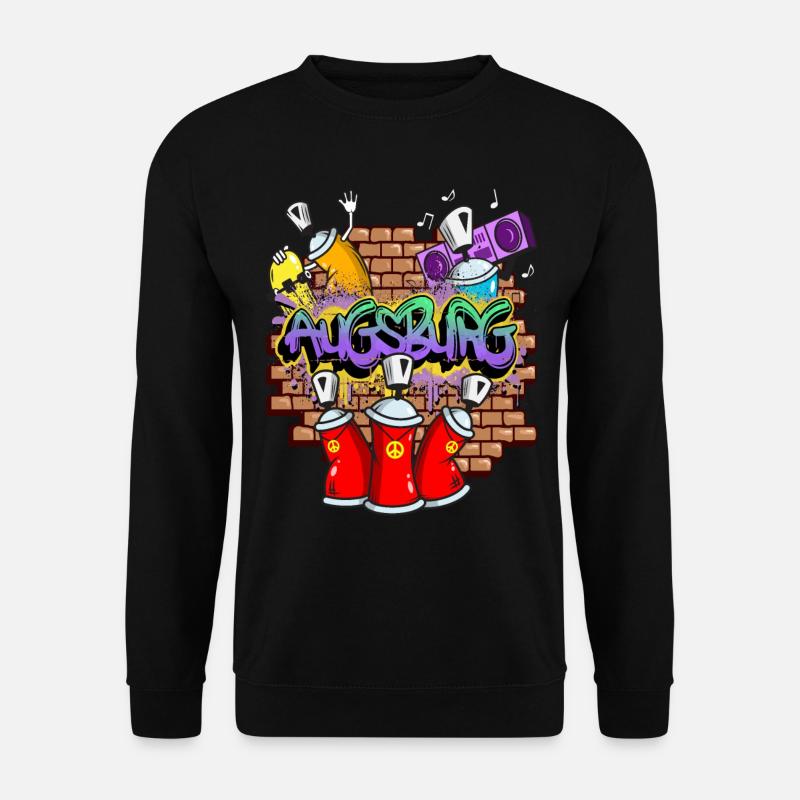 Augsburg Deutschland Stadt Graffiti Sprayer Skater - Unisex Pullover - Schwarz