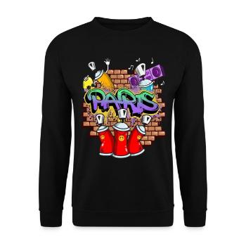 Paris France City Graffiti Sprayer Skater - Unisex Sweatshirt - black - Front - Alina (178cm) & Michal (187cm)