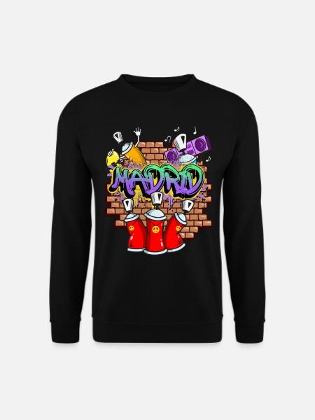 Madrid Spanien Stadt Graffiti Sprayer Skater - Unisex Pullover - Schwarz