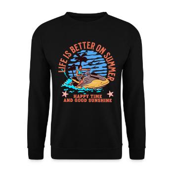 DAS LEBEN IST BESSER IM SOMMER - Unisex Pullover - Schwarz - Vorne - Alina (178cm) & Michal (187cm)
