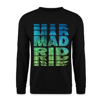 Madrid Spain City Skyline Home Love - Unisex Sweatshirt - black - Front - Alina (178cm) & Michal (187cm)