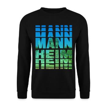 Mannheim Deutschland Stadt Skyline Heimat Liebe - Unisex Pullover - Schwarz - Vorne - Alina (178cm) & Michal (187cm)