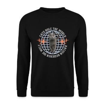 cat rule the world - Unisex Sweatshirt - black - Front - Alina (178cm) & Michal (187cm)