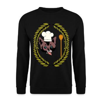 Couronne de laurier Gourmet Chef chat cuillère en bois faim - Sweat-shirt Unisexe - noir - Devant - Alina (178cm) & Michal (187cm)