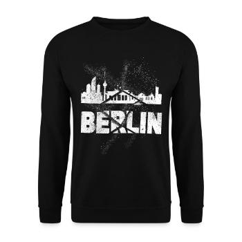 Berlin Germany City Skyline Font Grunge - Unisex Sweatshirt - black - Front - Alina (178cm) & Michal (187cm)