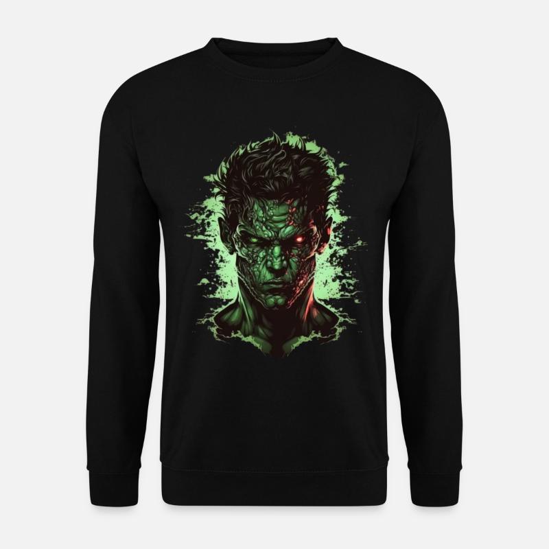 Cooler grüner Kopf - Unisex Pullover - Schwarz
