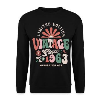 1963 Anniversary 60 Years vintage - Unisex Sweatshirt - black - Front - Alina (178cm) & Michal (187cm)